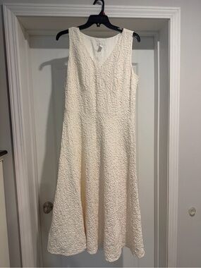Charter Club Sleeveless V-Neck Textured Jacquard Fit-and-Flare Dress Size 16 VGC